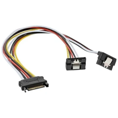 Image de Câble électrique en Y SATA, InLine®, SATA fem. à 2x mâle plié, 0,3m