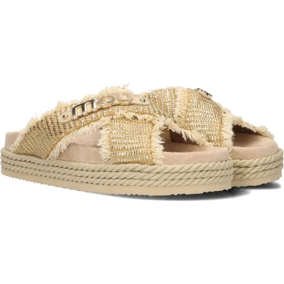 Afbeelding van Mou Crisscross Muiltjes, Dames, Maat: 38, Beige Schoenen