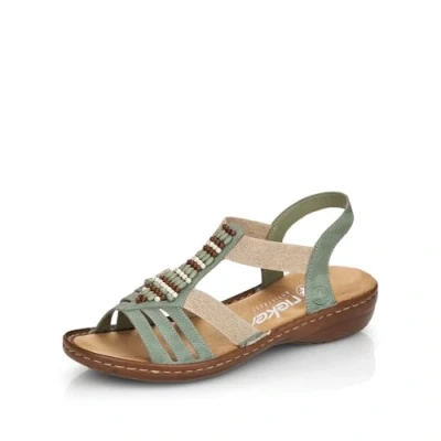 Afbeelding van Rieker Sandalen met sleehak, Dames, Maat: 38, Green Kunststof