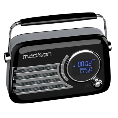 Afbeelding van Freesound VR40BK DAB trendy zwarte retro radio met FM BT en accu