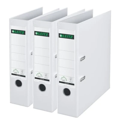 Afbeelding van Leitz 180 Ordner PP A4 Rugbreedte van 80mm Voordeelverpakking (3 stuks) Wit