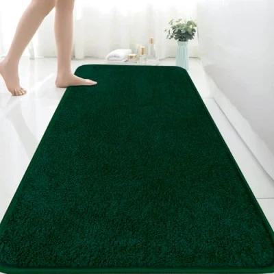 Afbeelding van Extra grote badmat van microvezel, absorberend, antislip, schimmelbestendig, machinewasbaar, voor slaapkamer, badkamer, groen, 150 x 60 cm