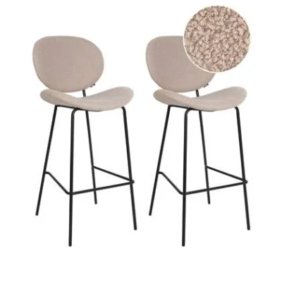Afbeelding van Beliani LUANA Barkruk set van 2 Lichtbeige Bouclé