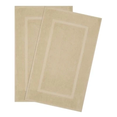 Afbeelding van Hammetex Set van 2 badmatten, 100% katoen, absorberend en wasbaar, 51 x 86 cm, grote badmat, beige
