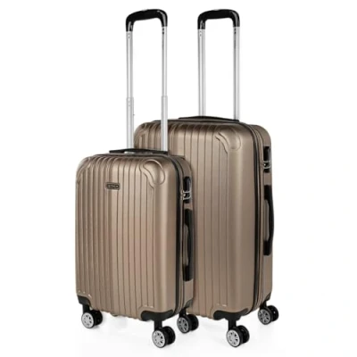 Afbeelding van ITACA Set reiskoffers van ABS met 4 wielen, stevig en lichtgewicht, handvat vergrendeling, cabinekoffer voor handbagage, medium grote koffer, beautycase T71500, Champagne