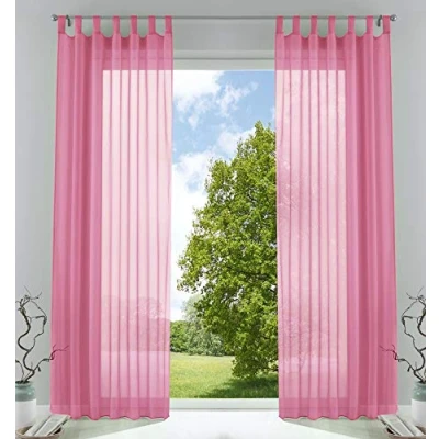 Afbeelding van Set van 2 transparante gordijnen voor woonkamer met loodveter 225x140 cm roze 61000CN