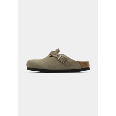 Afbeelding van Birkenstock Boston Narrow Pantoffels, Dames, Maat: 35, Taupe Veloursleer