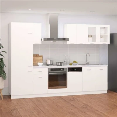 Image de vidaXL Ensemble de meubles cuisine 8 pcs Blanc Aggloméré