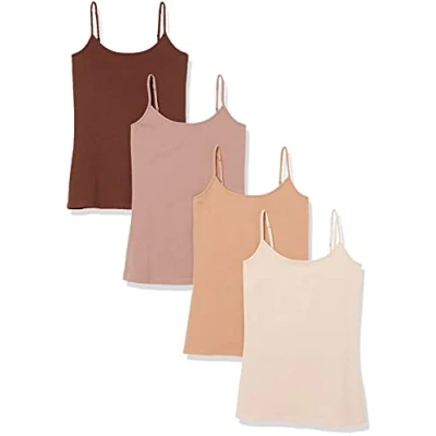 Image de Amazon Essentials Caraco Coupe Cintrée Women&#039;s, Pack of 4, Brun/Brun Foncé/Fauve Foncé/Rose Blush, M