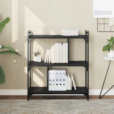 Afbeelding van Boekenkast 3 laags 76x32x88 cm bewerkt hout zwart