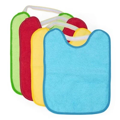 Afbeelding van Ti TIN 4 stuks waterdichte slabbetjes voor baby&#039;s en kinderen, 90% katoen, 10% polyester, met rubberen sluiting van 6 tot 18 maanden, 24 x 31 cm