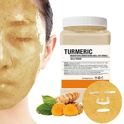 Afbeelding van POZTL masker van poeder voor gezichtsverzorging, hydraterend gelei met hyaluronzuur, professioneel peeling off hydro maskerpoeder de bestrijding fijne lijntjes (normaal, kurkuma)
