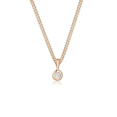 Afbeelding van Elli PREMIUM Dames Halsketting Cirkel Ronde Diamant (0.03 ct.) in 925 Sterling Zilver Rose Goud Plated