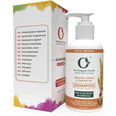 Afbeelding van Sulfate Free Keratin, Castor Oil &amp; Moroccan Argan Shampoo Moisturizing, Color Safe voor Dry, Olie en Thinning Hair Parabenvrij, No Natrium Lauryl Sulfaat, Dry Scalp Repair