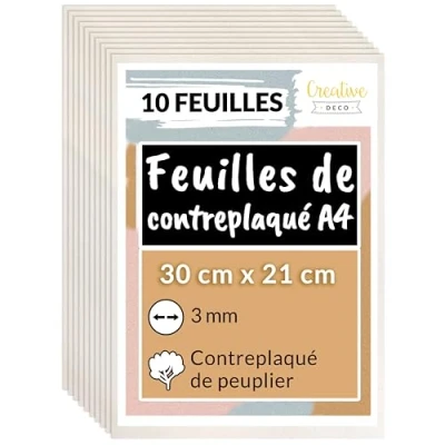 Afbeelding van Creative Deco Multiplex Platen A4 3mm 10 Stuks Populierenhout