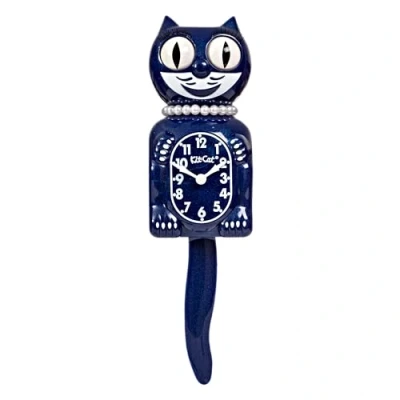 Afbeelding van Kit Cat Clock® Wandklok, werkt op batterijen, sterrenstelsel blauw dame, iconische retro kattenklok met beweegbare ogen en staart, gemaakt in de VS, woondecoratie, klok