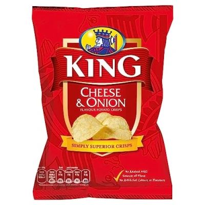 Afbeelding van King Crisps chips met kaas en Ierse uiensmaak, 25 x g