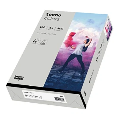 Afbeelding van inapa Kleurrijk printpapier, tecno gekleurd papier Kleuren: 160 g/m², A4, 250 vel, grijs