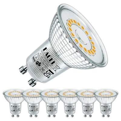 Afbeelding van EACLL GU10 LED Lamp Warm Wit, 5W Gelijk aan 55W Halogeenlampen, 6 pack, 2700K 425lm AC 230V Geen Flikkering Energiezuinige Verlichting, Stralingshoek 120 Spot, Niet Dimbaar Reflectorlamp
