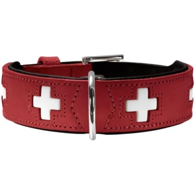 Afbeelding van Hunter halsband swiss leer nappa rood/zwart