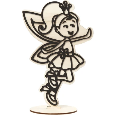 Afbeelding van Creotime Houten Figuur Om Te Decoreren Fee 21 Cm