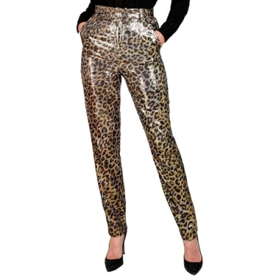 Afbeelding van Widmann Grappig &amp; Fout Kostuum Pailletten Broek Leonora Leopard Vrouw Bruin Medium Carnavalskleding Verkleedkleding