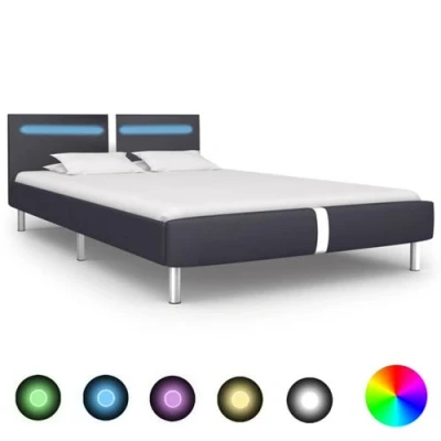 Afbeelding van Bedframe met LED kunstleer zwart 140x200 cm