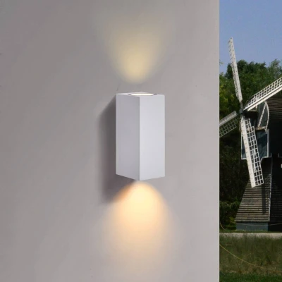 Afbeelding van Prios buitenwandlamp Tetje, wit, hoekig, 16 cm