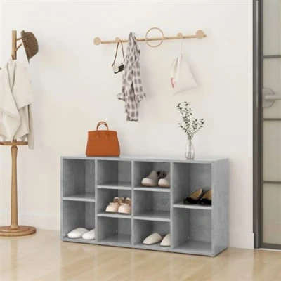 Image de vidaXL Banc à chaussures Gris béton 103x30x54,5 cm Bois d’ingénierie803294