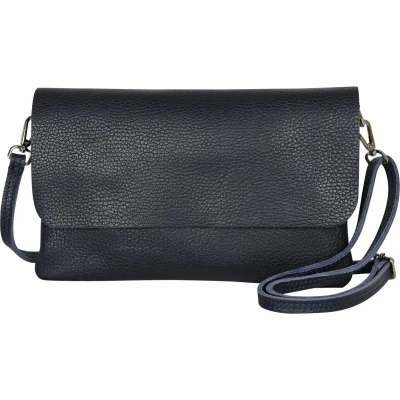 Afbeelding van AmbraModa GLX11 Crossbodytas, Clutch, telefoontas van echt leer met afneembaar en verstelbare schouderriem, passend voor mobiele telefoons tablets tot 7 inch. Donkerblauw