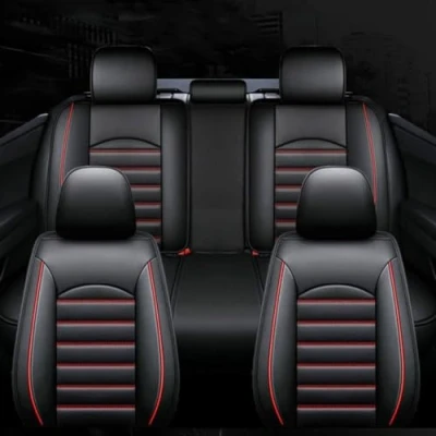 Afbeelding van Volledige set lederen autostoelhoezen voor MG ZS MG4 MG5 EV 2022 2023 Waterdichte accessoires Zwart en rood