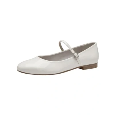 Afbeelding van Tamaris Ballerina&#039;s met enkelbandjes, Dames, Maat: 37, White patent Kunststof