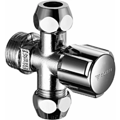 Afbeelding van Schell comfort hoekstopkraan 2 afvoer chroom 1/2 x 2x10 mm