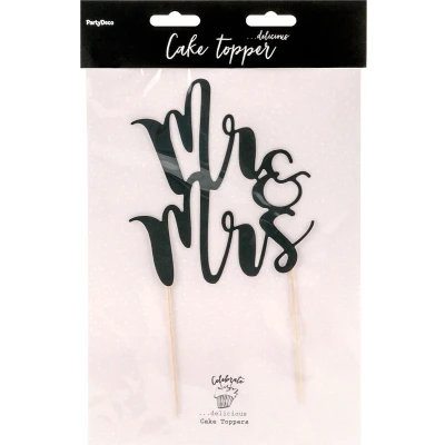 Afbeelding van Taarttopper Mr &amp; Mrs Zwart 25,5cm