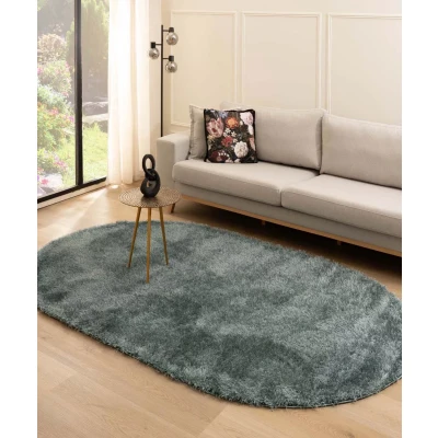 Afbeelding van Ovaal Hoogpolig Vloerkleed Velvet Posh Blauw 200x300 Cm