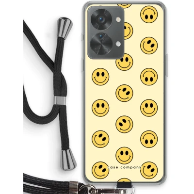 Afbeelding van Case Company® hoesje met Koord geschikt voor OnePlus Nord 2T Smiley N2 Telefoonhoesje Zwart Bescherming aan alle Kanten en Over de Schermrand