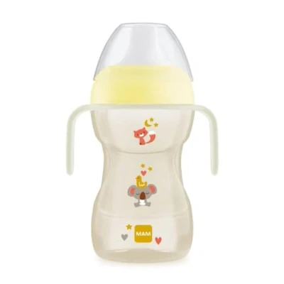 Afbeelding van MAM Fun to Drink Cup Night met lichtgevende handgrepen en harde snavel, 8 maanden, 270 ml, neutraal