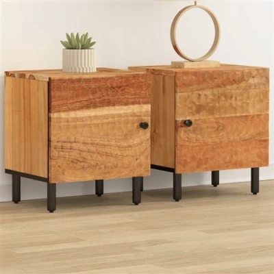 Afbeelding van Nachtkastjes 2 st 40x33x46 cm massief acaciahout