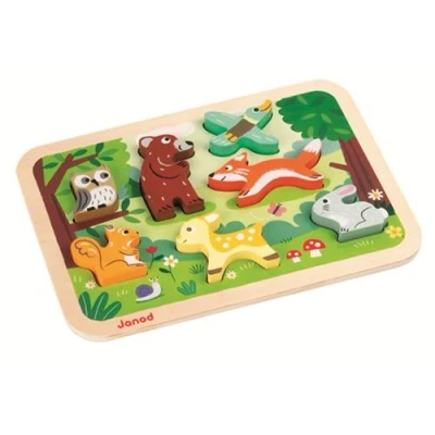 Afbeelding van Janod houten chunky puzzel bosdieren (7st)