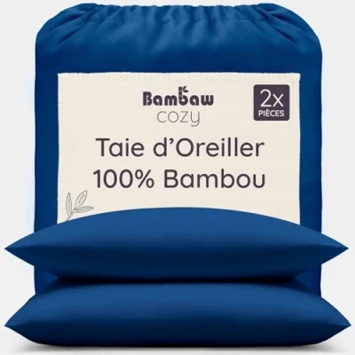 Afbeelding van Bamboe Kussenslopen 2 stuks Eco Kussensloop 50cm bij 70cm Blauw marine Luxe Beddengoed Hypoallergeen Puur Lyocell Ultra ademende Stof Bambaw