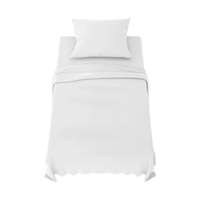 Afbeelding van Dreamzie Poligino Beddengoed, 90 x 190 cm, 3 delig, van microvezel, hoeslaken bedlaken voor eenpersoonsbed, 70 260 1 kussensloop 50 80 Oeko Tex gecertificeerd, wit