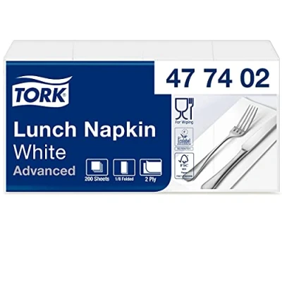 Afbeelding van Tork tissue servet 33x33cm 2 laags 1/8 vouw wit 10x200