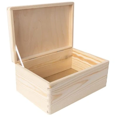 Afbeelding van Creative Deco Grote houten kist opbergdoos 30 x 20 14 cm (+/ 1 cm) scharnieren en veiligheidsstappen met deksel handvat borst ter decoratie perfect voor speelgoed, gereedschap