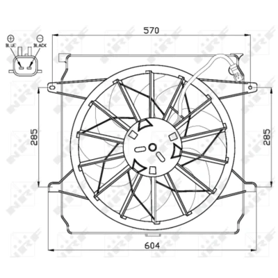 Afbeelding van NRF 47529 Radiator Ventilator 455 12 300 Met ventilatorraamwerk