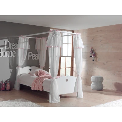 Afbeelding van LUCEVI Amori hemelbed + Lattenbodem Bedlinnen Wit 90x200 cm
