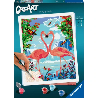 Afbeelding van Schilderen op nummers CreArt Flamingo Love