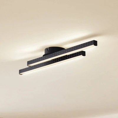 Afbeelding van Lindby LED plafondlamp 2lichts Aluminium, ijzer, kunststof H: 5.4 cm matzwart Inclusief lichtbronnen