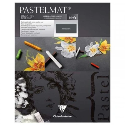 Image de Bloc Pastelmat N 6 24 x 30 cm 12 feuilles Anthracite Clairefontaine