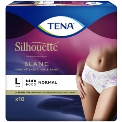 Afbeelding van TENA Silhouette Normal Low Waist Blanc L 10ST