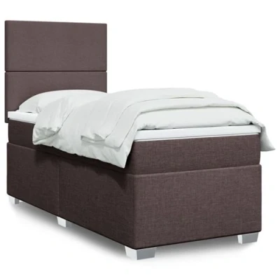 Image de vidaXL Sommier à lattes de lit avec matelas Marron foncé 100x200 cm